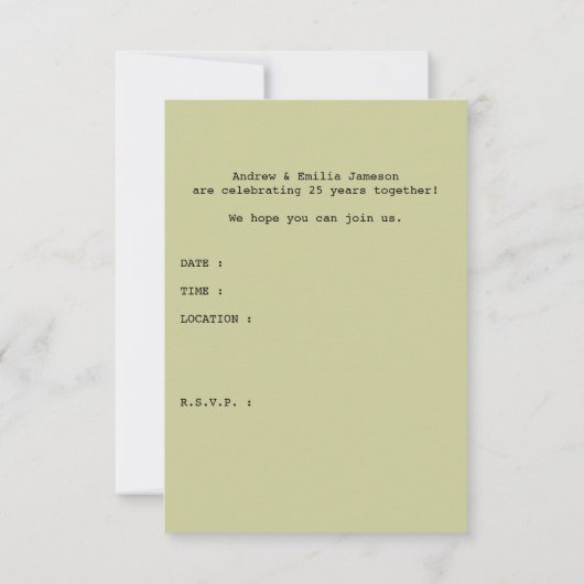 記念日パーティーのパスポート 招待状 (裏面)