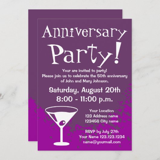 記念日パーティーの招待状 | オーダーメイドの招待状 招待状 (正面/裏面)