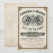 記念日パーティーの招待状 | 乾杯&ビール 招待状 (正面/裏面)