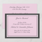 記念日パーティークラシック招待状赤面ピンク 招待状 (正面/裏面)