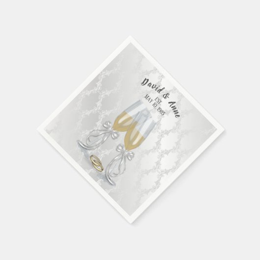 記念日パーティートーストとリングや輪 スタンダードカクテルナプキン (角)