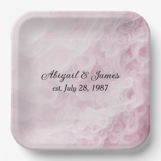 記念日パーティーピンクスワール抽象芸術 ペーパープレート (正面)