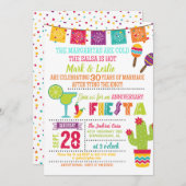 記念日フィエスタ招待状 - 白 招待状 (正面/裏面)