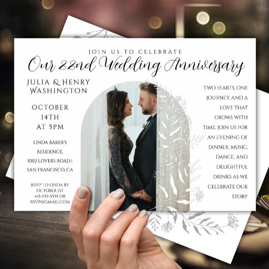記念日フォトアーチ ミニマルボタニカル エレガント 招待状