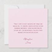 記念日モダンハートバラロマンチック引用文カード (裏面)