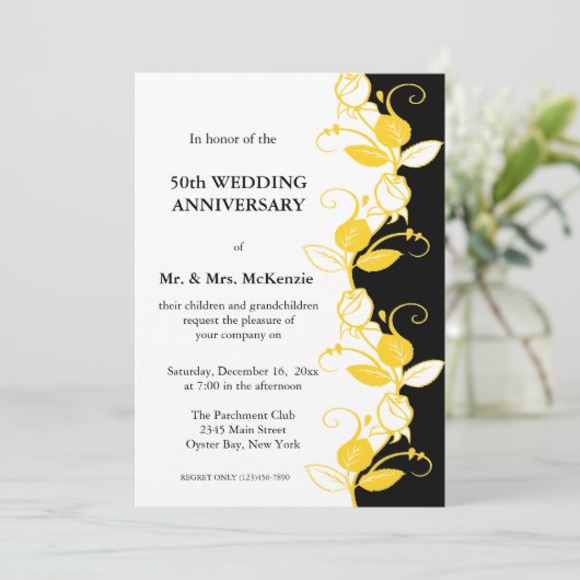 記念日ローズ（黄色） 招待状 (スタンド正面)