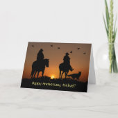 記念日名前をカスタムするカントリーウエスタンカウボーイ カード (正面)