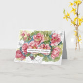 記念日恵みピンクローズウォーターカラーフラワー カード (黄色い花)