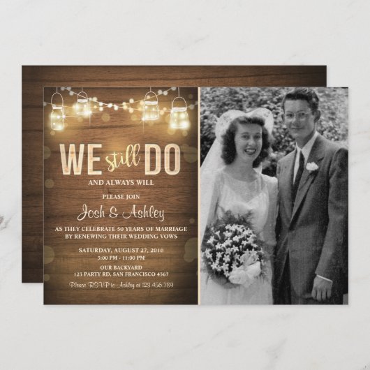 記念日招待状 ラスティック ヴォウ リニューアル パーティー 招待状 (正面/裏面)