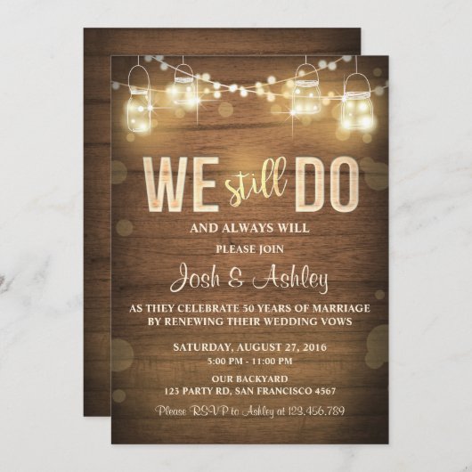 記念日招待状　ラスティック　誓いの更新パーティ 招待状 (正面/裏面)