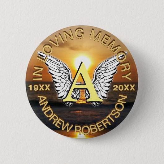 記念日没モノグラム 缶バッジ (正面)