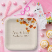 記念日紅葉オンバーラップ ペーパープレート (パーティー)