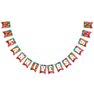 記念日結婚のカラフル虹パーソナライズされた バンティングフラッグ