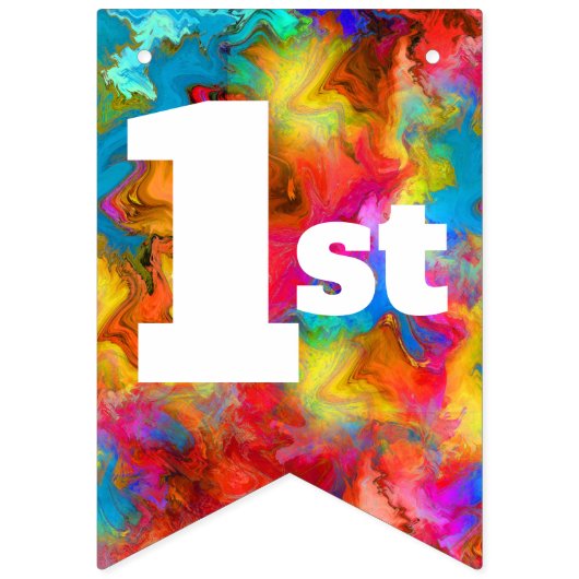 記念日結婚のカラフル虹パーソナライズされた バンティングフラッグ (第3の旗)