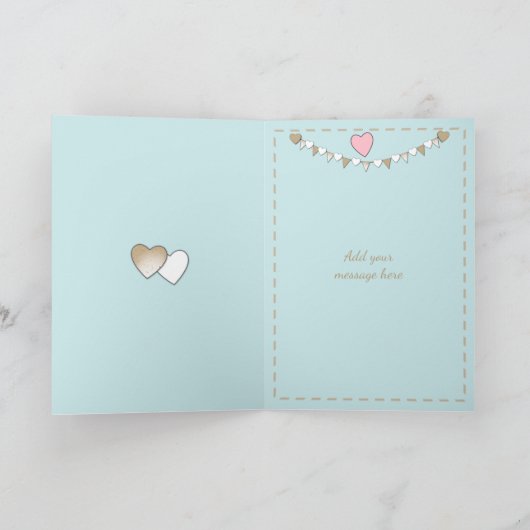 記念日結婚のピンク色のみすぼらしいシックな挨拶 カード (内部)