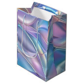 記念日結婚の誕生日虹色メタリック6 ミディアムペーパーバッグ (正面アングル)