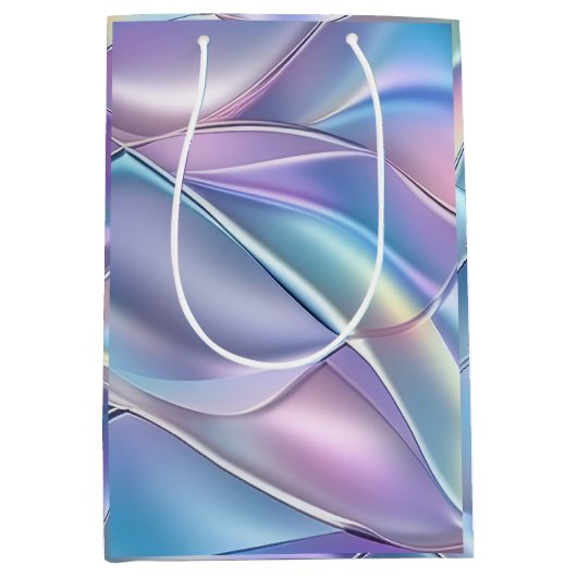 記念日結婚の誕生日虹色メタリック6 ミディアムペーパーバッグ (正面)