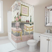 記念日結婚ピンクルーエレガントムバレンタイン シャワーカーテン (インサイチュ)