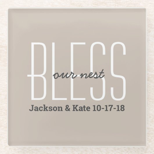 記念日結婚日賛美の巣カスタム ガラスコースター (正面)