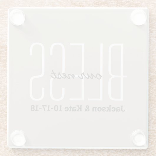 記念日結婚日賛美の巣カスタム ガラスコースター (裏面)