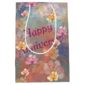 記念日絵を描抽象芸術と花 ミディアムペーパーバッグ (正面)