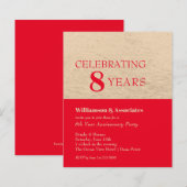 記念日金ゴールドと赤招待状 (正面/裏面)