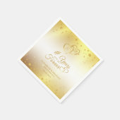 記念日金ゴールドハートが何年も先に進む スタンダードカクテルナプキン (角)
