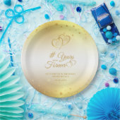 記念日金ゴールドハートが何年も先に進む ペーパープレート (パーティー)