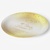 記念日金ゴールドハートが何年も先に進む ペーパープレート (アングル)