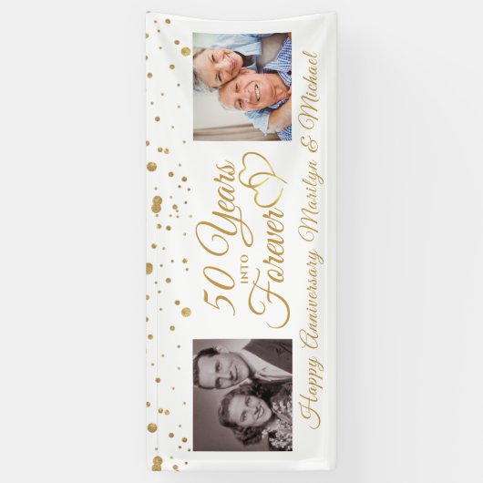 記念日金ゴールド2年の写真を永遠に 横断幕 (縦)