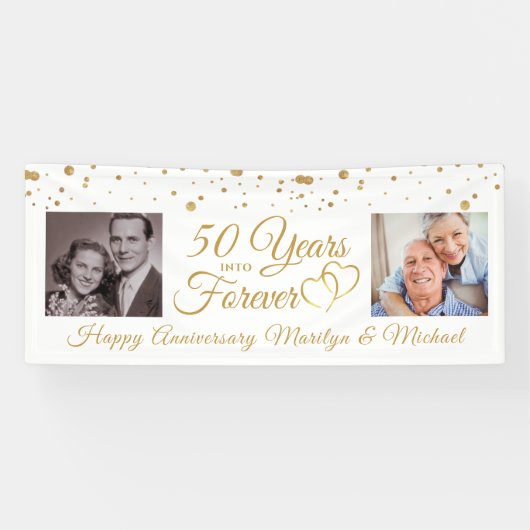 記念日金ゴールド2年の写真を永遠に 横断幕 (横)