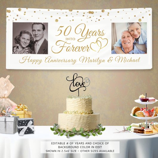 記念日金ゴールド2年の写真を永遠に 横断幕