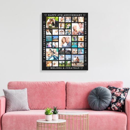 記念日33フォトコラージュカスタムパーソナライズされた キャンバスプリント (インサイチュ (リビング))