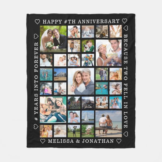 記念日33フォトコラージュカスタムパーソナライズされた フリースブランケット (正面)