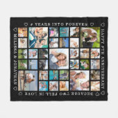 記念日33フォトコラージュカスタムパーソナライズされた フリースブランケット (正面(横))