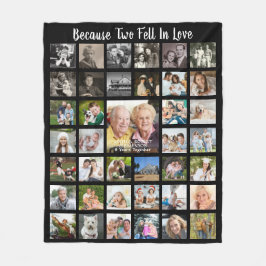 記念日39フォトコラージュパーソナライズされたブラック フリースブランケット