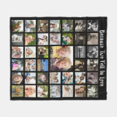 記念日39フォトコラージュパーソナライズされたブラック フリースブランケット (正面(横))