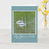 記念日/いつも側に/二羽のスワンが滑る カード (黄色い花)