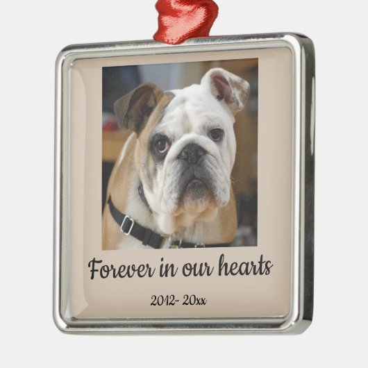 記念日 カスタム フォト  ブルドッグ 犬 追悼 メタルオーナメント (左)