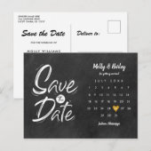 記念日 カレンダー ゴールド ラブ ハート 黒板 案内ポストカード (正面/裏面)