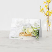 記念日-シャンパンとバラ カード (黄色い花)