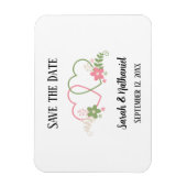 記念日 デュアル ハート 花嫁 & 花婿 名前 日付 マグネット (縦)