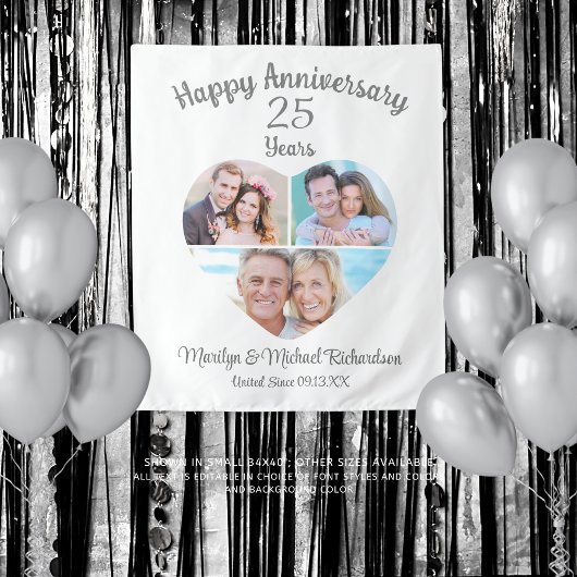 記念日 ハート 3 枚 写真 コラージュ オーダーメイド カラー タペストリー