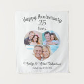 記念日 ハート 3 枚 写真 コラージュ オーダーメイド カラー タペストリー (正面)