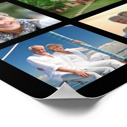 記念日 フォト コラージュ 39枚の写真 オーダーメイド ブラック ポスター (角)