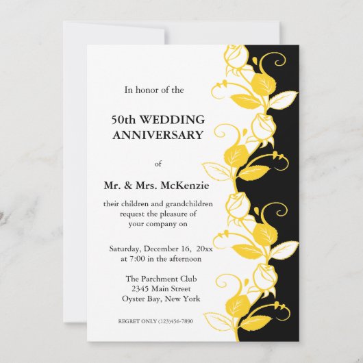 記念日 ローズ（黄色） 招待状 (正面)