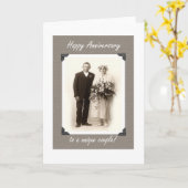 記念日、ヴィンテージ・ユーモア、新郎新婦。 カード (黄色い花)