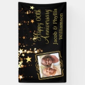 記念日 |任意の年 |黒と金ゴールドの写真 横断幕 (縦)
