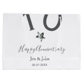 記念日 名前 日付 グレー メタル 星 バースデー 10 周年 ラージペーパーバッグ (裏面)
