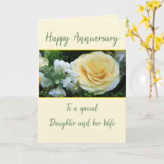 記念日 娘と妻 黄色のバラ カード (黄色い花)
